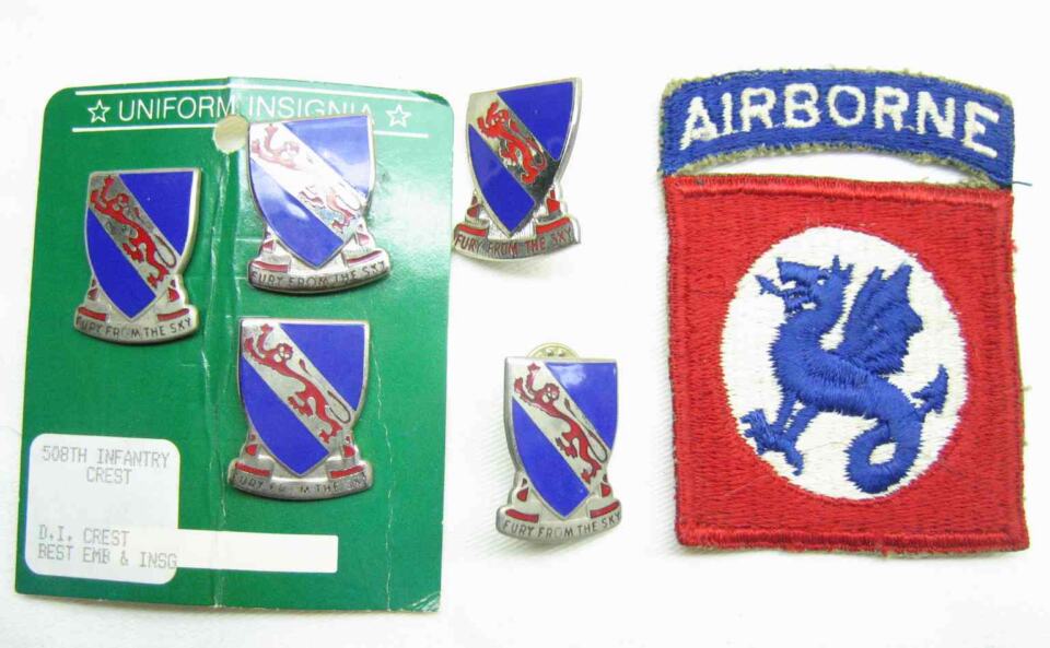 US 508th Parachute Infantry Regiment DIs and early shoulder patch.
