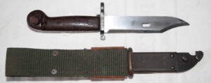 AKM Wirecutter sawback bayonet with scabbard and frog.
