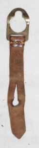 Brass and leather frog adapter tab for retaining a No.4 scabbard in a P37 frog.