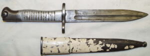 Argentine M1891 bayonet with scabbard converted to M1 carbine.