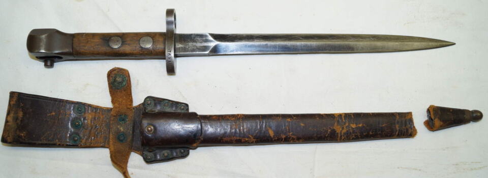 M1895 No.1 NM Carbine bayonet with scabbard and frog.
