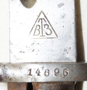 M1924b “Mexican Model” bayonet with matching scabbard.