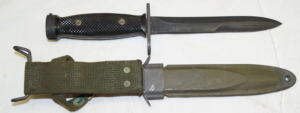 M4 bayonet with M8A1 scabbard and integral frog.