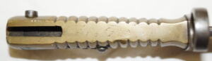 Small Brass hilted bayonet with scabbard for .22 training rifle.