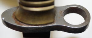 Small Brass hilted bayonet with scabbard for .22 training rifle.