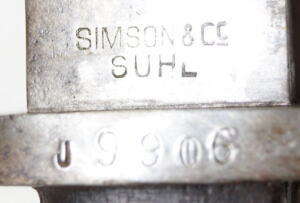 M1892/93 Humpback bayonet with broken scabbard.