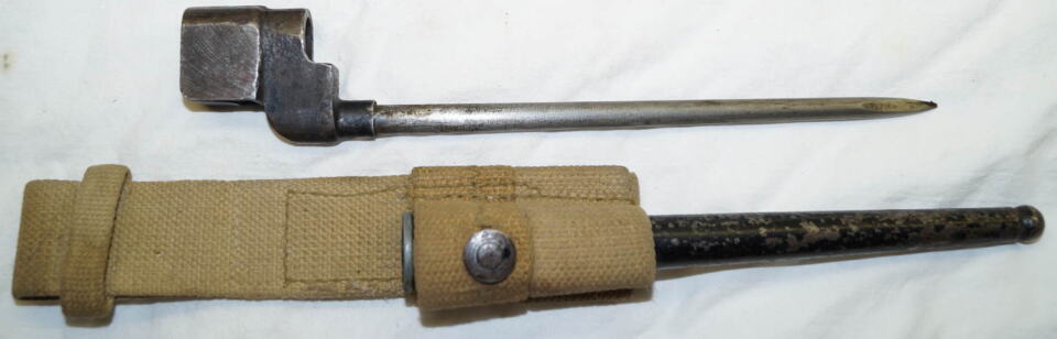 No.4 MkII* Spike bayonet with scabbard and frog.