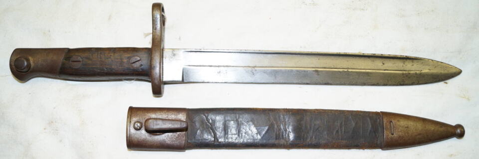 M1893 straightback bayonet with scabbard.