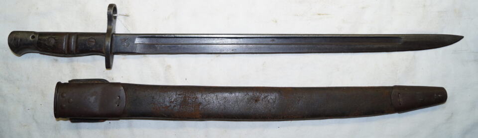 M1917 bayonet with leather tab scabbard.