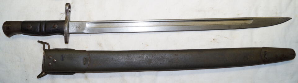 M1917 bayonet with leather tab scabbard.
