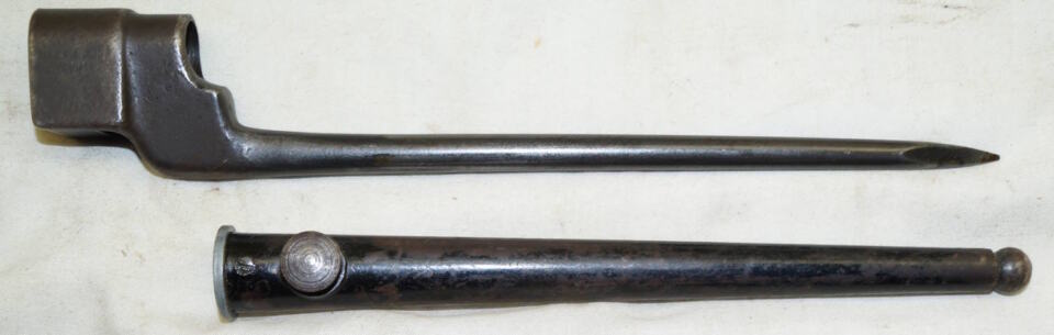 No 4 MkII spike bayonet with scabbard.