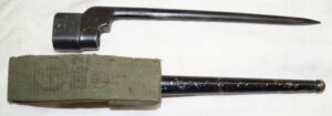 No 4 MkII spike bayonet with scabbard and Korean War era frog dated 1952.