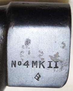 No 4 MkII spike bayonet with scabbard and Korean War era frog dated 1952.