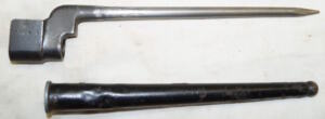 No 4 MkII spike bayonet with scabbard.