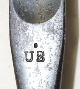 M1873 Triform socket bayonet with scabbard and leather frog.