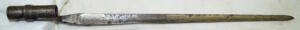 M1873 Triform socket bayonet with scabbard and leather frog.