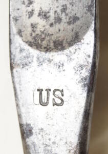 M1873 Triform socket bayonet with scabbard and leather frog.