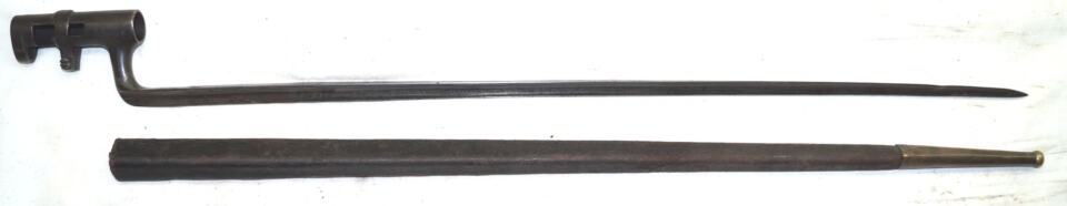 M1871 Rolling Block triform socket bayonet with partial scabbard.
