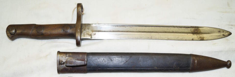 M1893 straightback bayonet with scabbard.