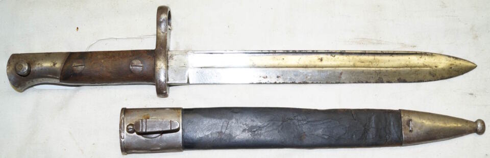 M1893 straightback bayonet with scabbard.