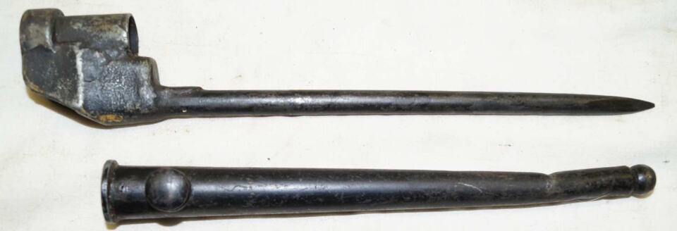 No 4 MkIII spike bayonet with scabbard.