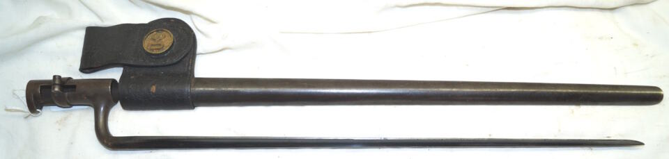 M1873 Triform socket bayonet with scabbard and frog.