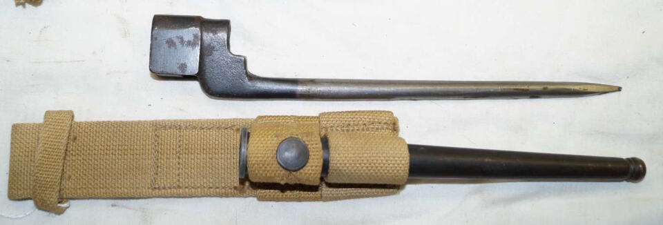 No.4 MkII spike bayonet with scabbard and frog.