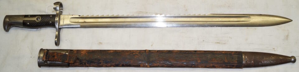 M1878 Vetterli sawback bayonet with M1878 scabbard.