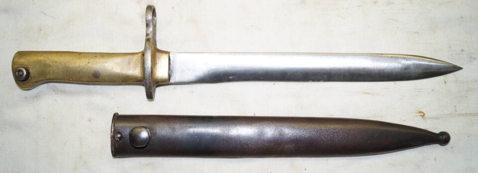 Brass hilted Ersatz bayonet with scabbard converted to Export Pattern.