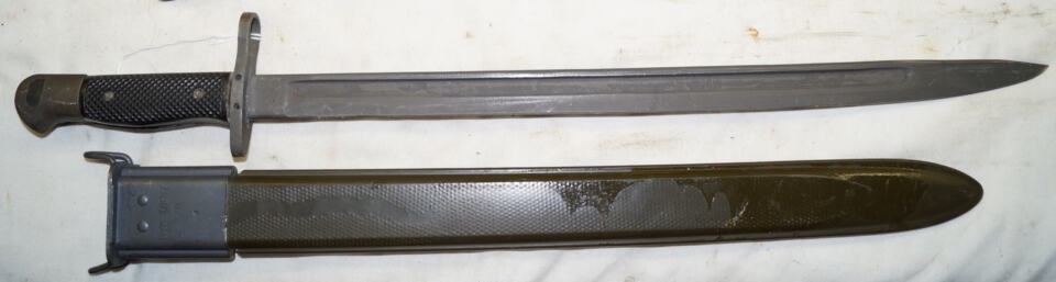 Vietnam Era M1917 trenchgun bayonet with scabbard.
