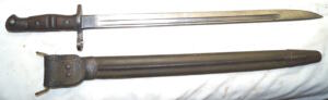 WWII M1917 bayonet with leather tab scabbard.