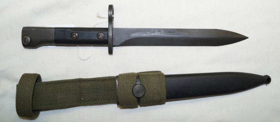 Haitian Issued UZI bayonet with CORRECT scabbard and frog.