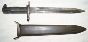 M1905 bayonet shortened to M1 with steel scabbard.