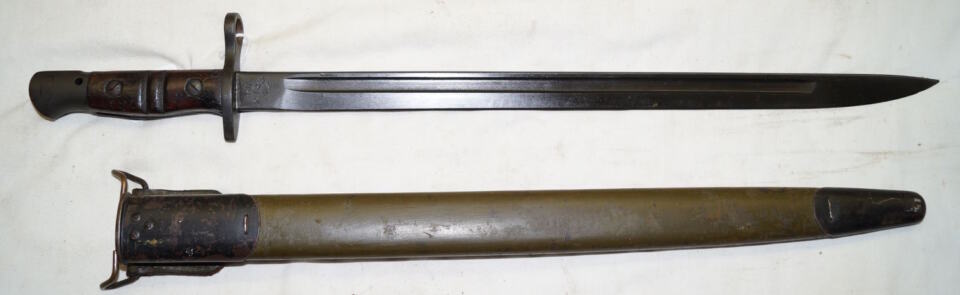 M1917 bayonet with leather tab type scabbard.