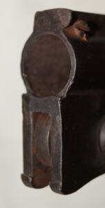 Moschetto folding triform spike bayonet complete with mount with catch mechanism but no sight leaf.