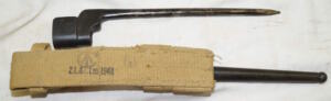 No 4 MkII spike bayonet with scabbard.
