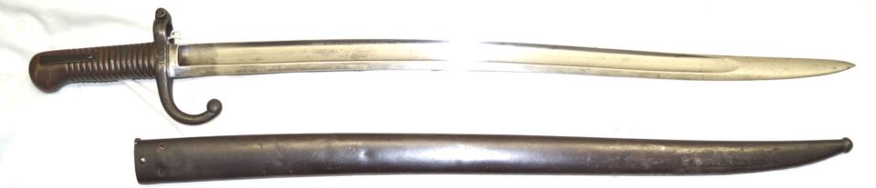 M1868 Terssen yataghan bayonet with French M1866 scabbard.