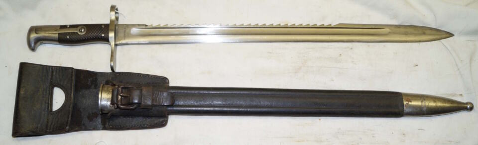 M1878 Bandsman’s sawback bayonet with scabbard and frog.