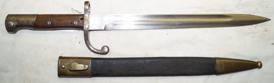 M1908 bayonet with brass bound leather scabbard ALEX COPPEL SOLINGEN
