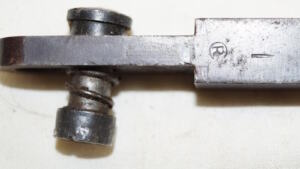 Moschetto folding triform spike bayonet with complete catch assy but no housing.
