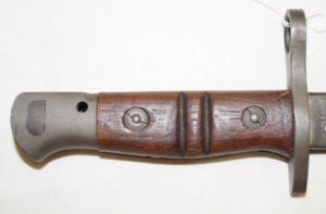 WWII M1917 Trenchgun bayonet with correct flaming bomb M-1917 marked scabbard.