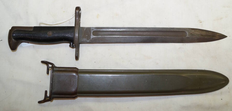 M1 bayonet with M7 (M3A1) scabbard.