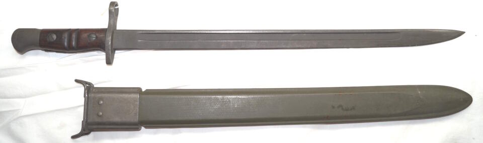 WWII M1917 TRENCHGUN Bayonet with WWII Scabbard.