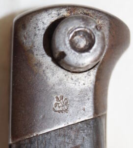 Y:1903/14 bayonet Star marked ricasso BREDA Blade is dark with some pitted spots.