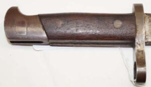 M1895 Winchester long bayonet with CORRECT scabbard with throatpiece retained with a rivet instead of a screw like the Remington scabbards.