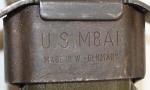 M1962 bayonet with M8A1 scabbard.
