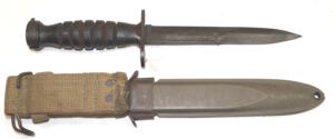 M4 leather grip bayonet with M8A1 scabbard.
