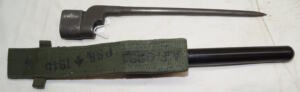 No.4 MkII spike bayonet with plastic scabbard and green 1945 frog.