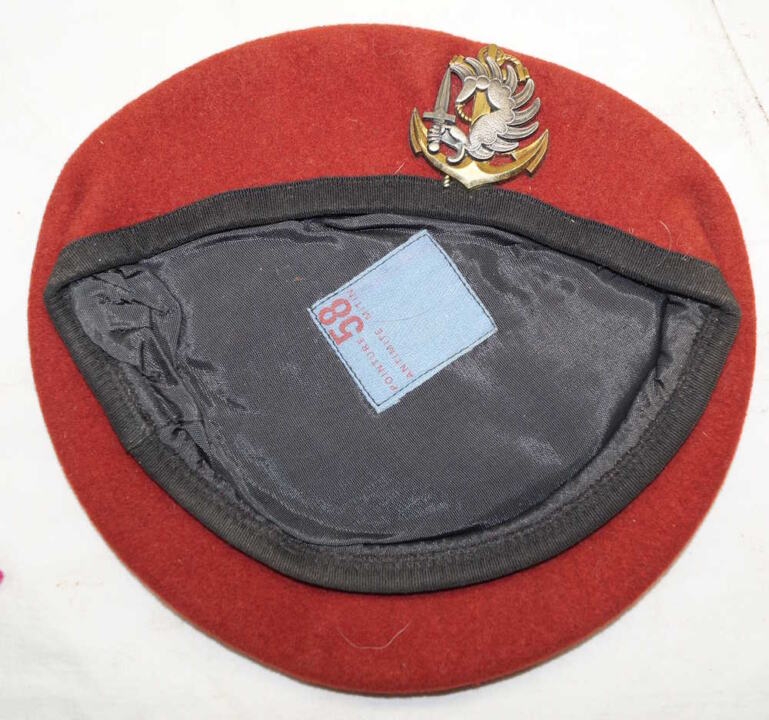 French Airborne Marine Maroon Beret size 58 1980s era