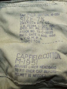 Original US M1951 Field cap size 7 3/4 Unissued but has storage stain (pictured)
